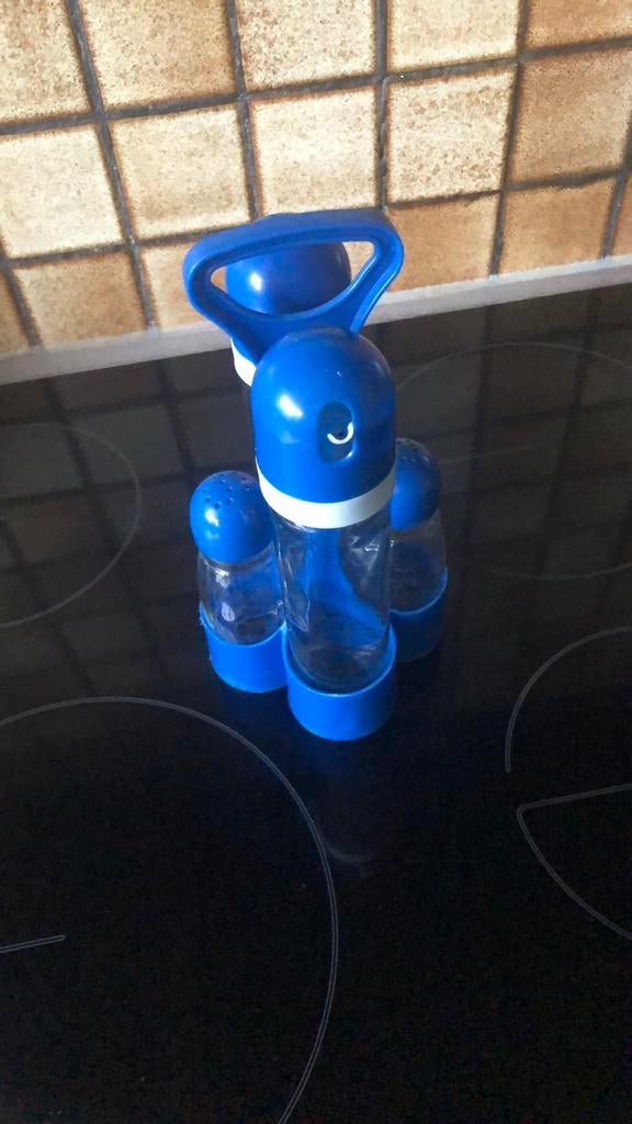 Peper, zout en vloeistof houder., Enlèvement ou Envoi, Utilisé, Bleu, Autres types