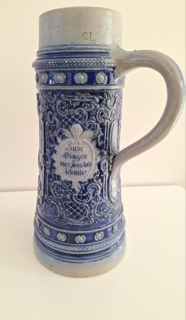 Westerwald steengoed 2 liter schenkkan kobaltblauw, Antiek en Kunst, Ophalen of Verzenden