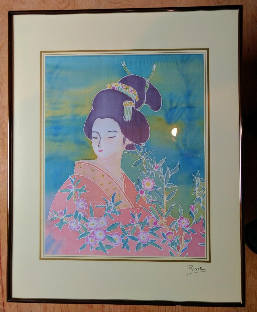 Schilderij Geisha, Antiquités & Art, Art | Peinture | Classique, Portrait ou Personnes, Peinture à l'huile, Avec passe-partout