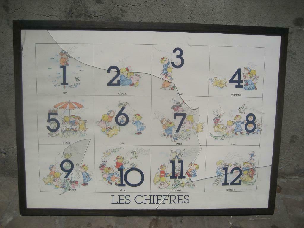Tableau d’école ancien « Les chiffres », Enlèvement
