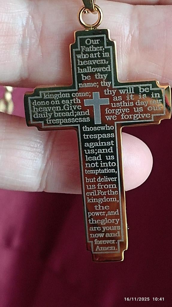 Pendentif croix en acier inoxydable couleur or, Enlèvement ou Envoi, Neuf, Or, Autres matériaux