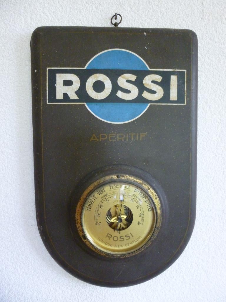 OUDE METALEN ORIGINELE"ROSSI APERITIF"BAROMETER JAREN 30-40, Verzamelen, Ophalen of Verzenden, Gebruikt, Reclamebord