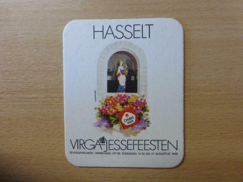 oud bierviltje cristal alken virga jessefeesten hasselt, Ophalen of Verzenden, Zo goed als nieuw, Viltje(s), Overige merken