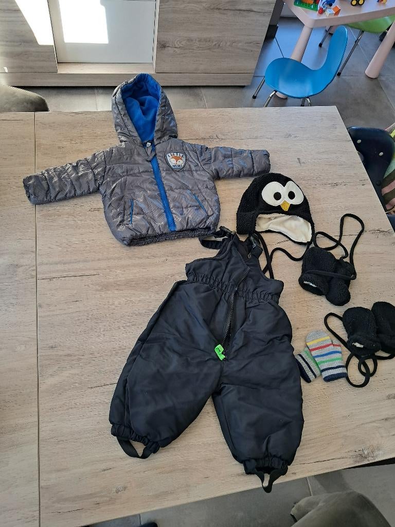 Pakket jas, skibroek, handschoenen, muts maat 68, Ophalen of Verzenden, Gebruikt, Maat 68