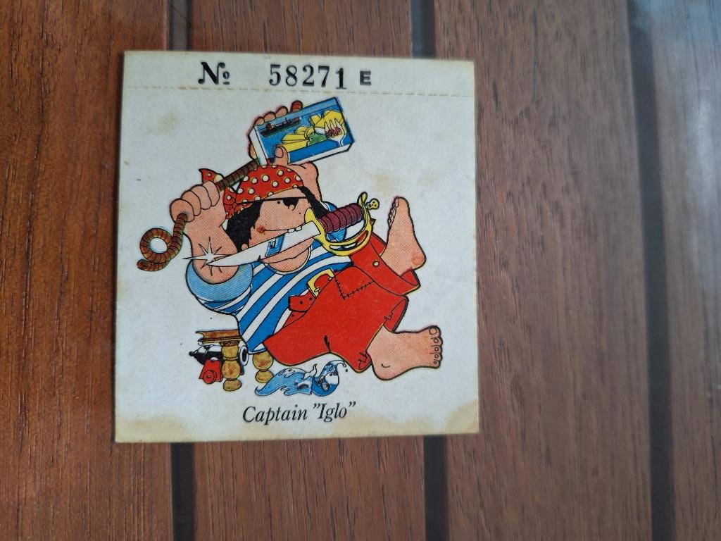 Vintage sticker captain Iglo capsa tombola, Verzamelen, Ophalen of Verzenden, Gebruikt, Merk