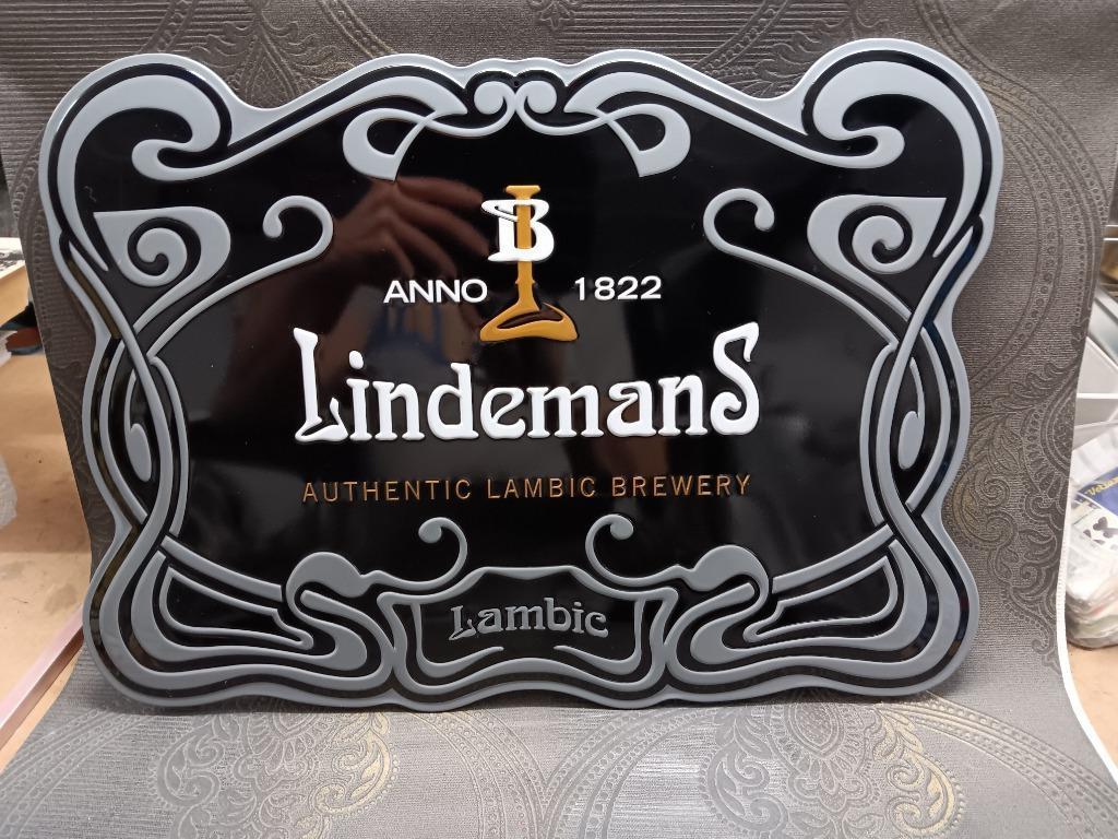Blikken bord Lindemans, Ophalen of Verzenden, Zo goed als nieuw, Reclamebord