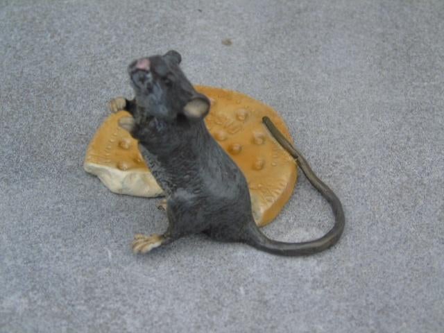 Een muis en zijn bronzen koekje, gesigneerd, BERGMANN, Ophalen of Verzenden, Brons