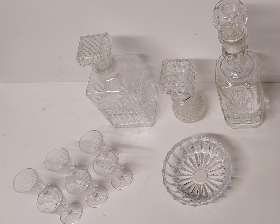 Whiskyset – 2 karaffen + 6 glazen + kristallen schaal, Antiek en Kunst, Antiek | Glaswerk en Kristal, Ophalen