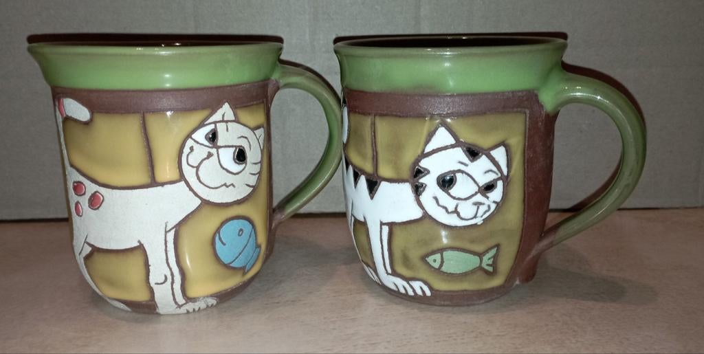 Koffietassen/ mok kat, Enlèvement ou Envoi, Utilisé, Tasse(s) et/ou soucoupe(s)
