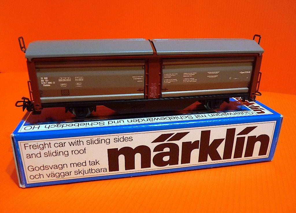 MÄRKLIN NMBS - GOEDERENWAGEN MET SCHUIFWANDEN - H0 - 1:87, Hobby en Vrije tijd, Wisselstroom, Wagon, Ophalen of Verzenden, Märklin