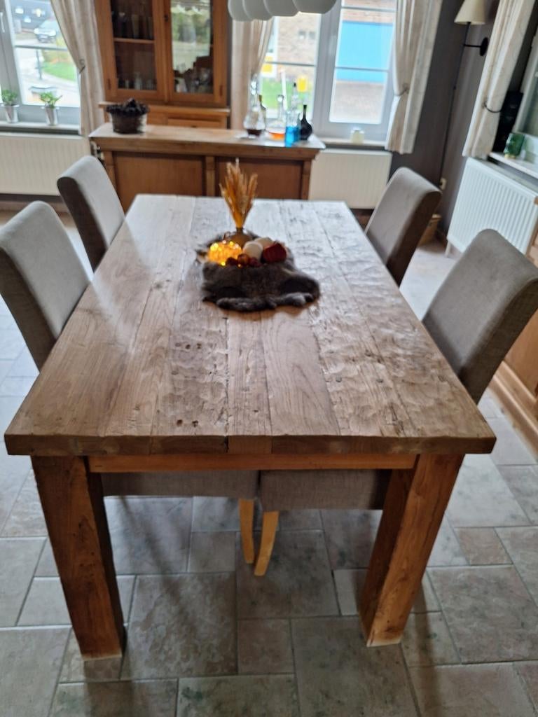 Tafel 160cm in vol, mooi doorleefd teakhout, Huis en Inrichting, Tafels | Eettafels, Ophalen, Teakhout