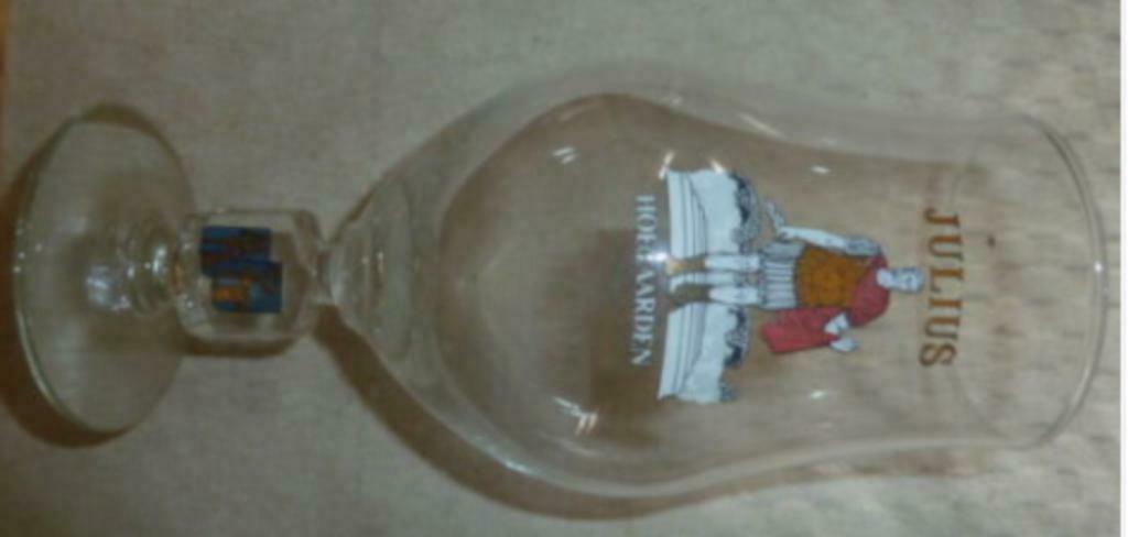 #A bier glas JULIUS - HOEGAARDEN " voet dubbel wapenschild ", Verzamelen, Ophalen of Verzenden, Nieuw, Bierglas