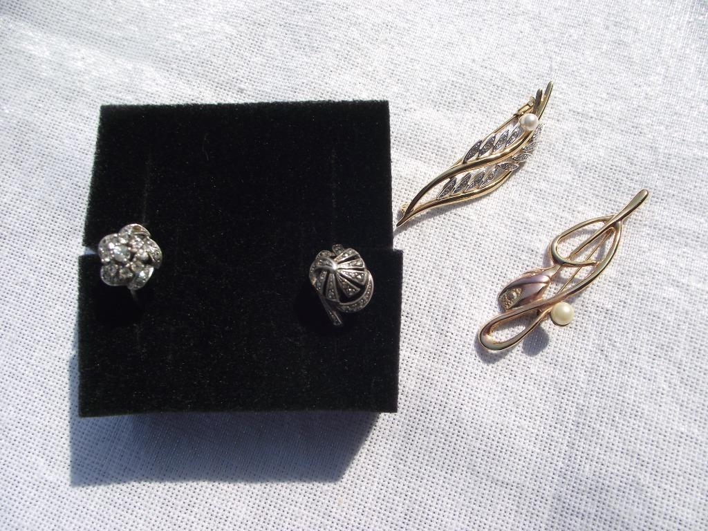 Oude zilveren ringen en een vintage vergulde broche, Handtassen en Accessoires, Antieke sieraden, Ophalen of Verzenden, Zilver