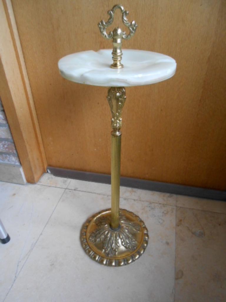 asbakstaander marmer en brons H 58cm Ø21 gewicht 3,3kg asbak, Antiek en Kunst, Ophalen of Verzenden, Brons