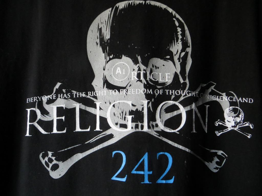 FRONT 242 OFFICIAL VINTAGE T- SHIRT RELIGION SKULL  SIZE XXL, Front 242, Autres tailles, Porté, Noir