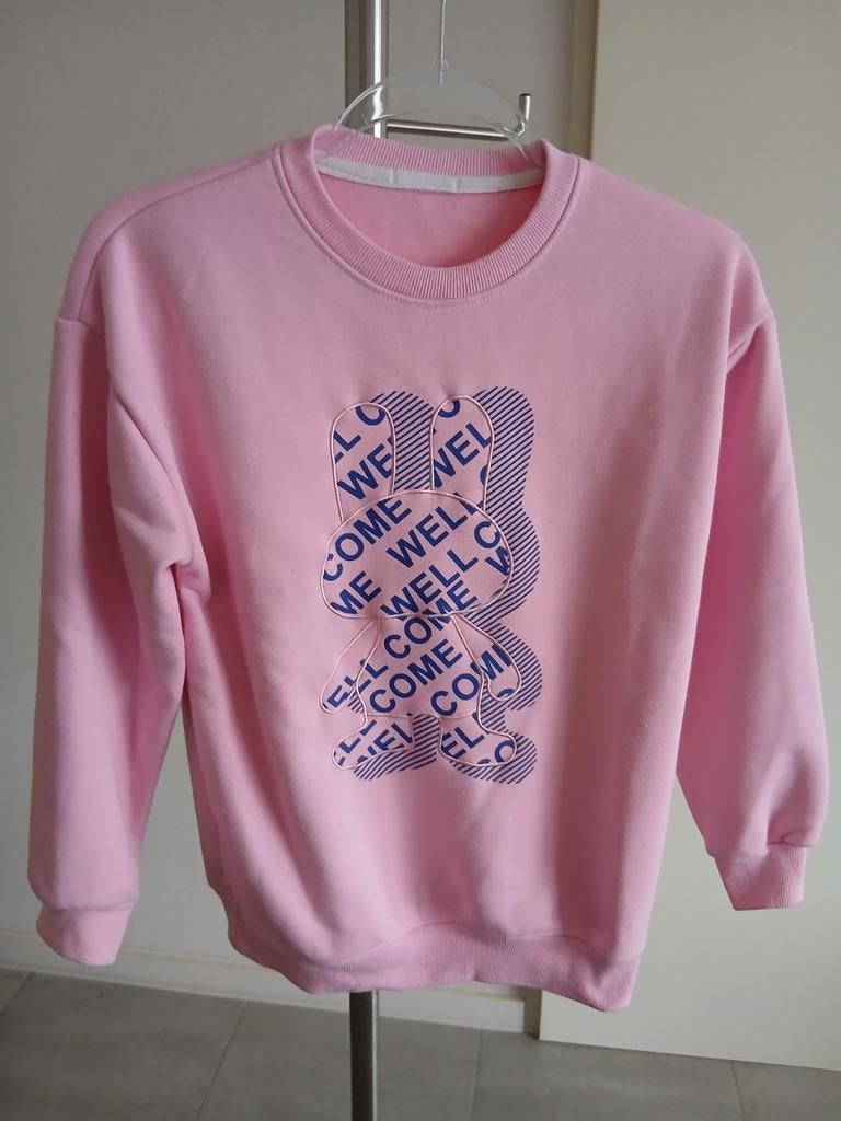 Roze fleece sweater/hoodie/trui meisjes, maat 164, Ophalen, Zo goed als nieuw, Meisje, Trui of Vest