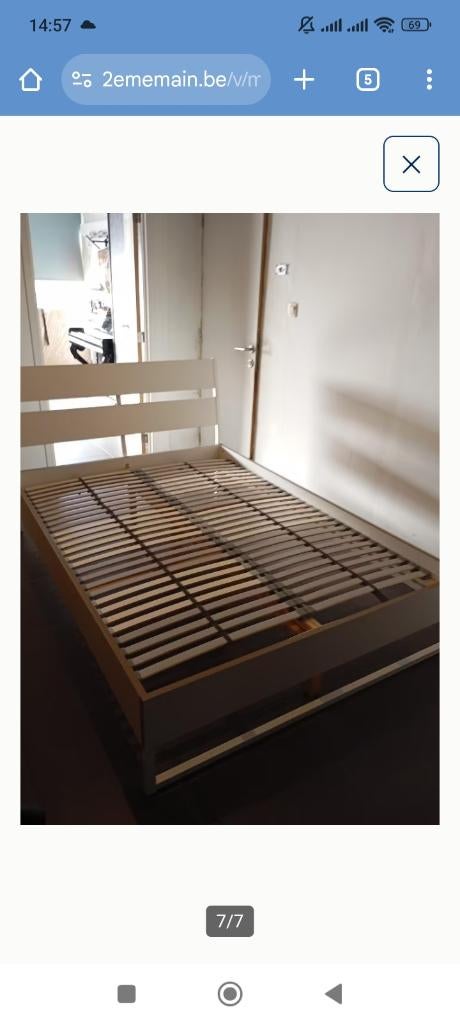 Tête de Lit en fer complet avec sommier, Maison & Meubles, Chambre à coucher | Lits, Enlèvement ou Envoi, Deux personnes, Ikea