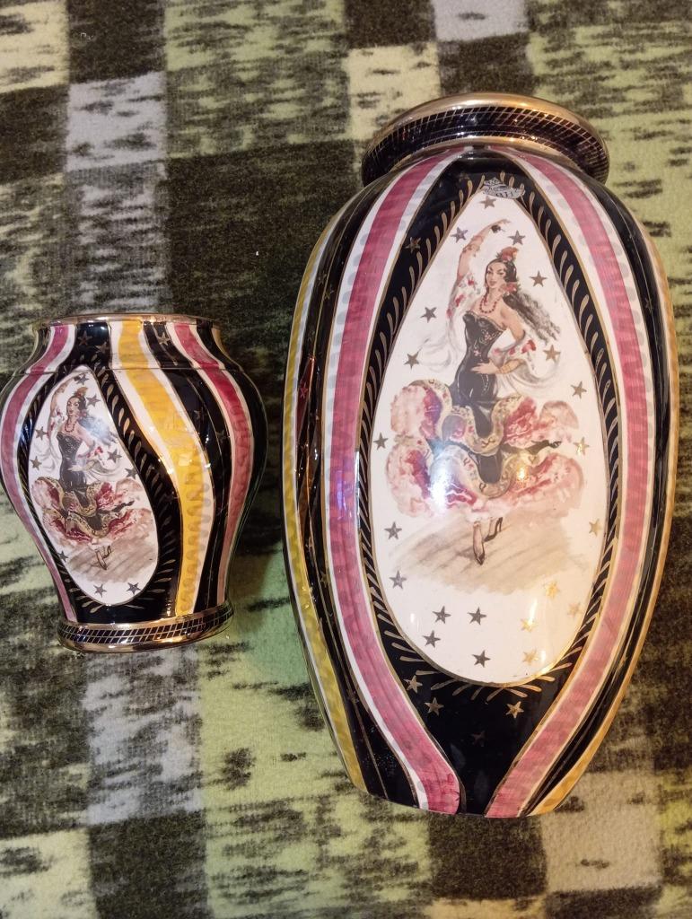 2 vintage vazen Vintage Karaf Vaas Hubert Bequet 516 & 556, Ophalen