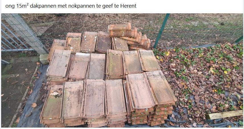 dakpannen gratis 15m², Ophalen, Steen of Klei, Dakpannen, Rood