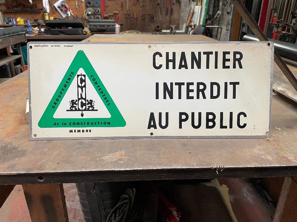 Plaque décorative "Chantier interdit au public", Enlèvement, Comme neuf, Panneau publicitaire