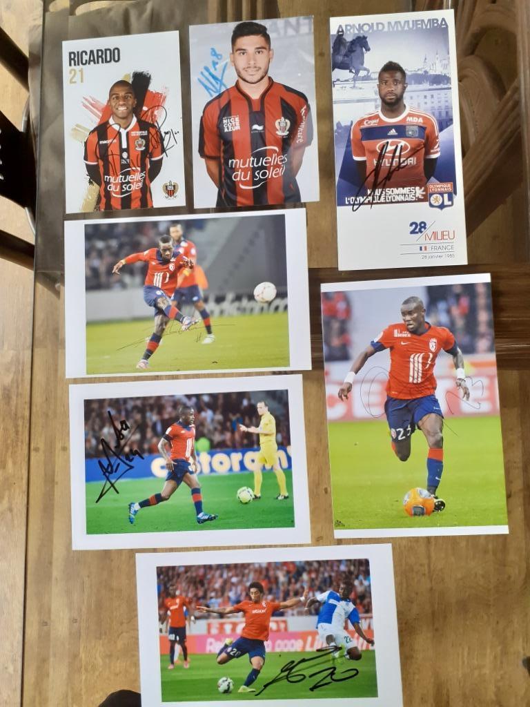 8 Gehandtekende foto's van spelers van Franse voetbalploegen, Ophalen of Verzenden, Zo goed als nieuw, Spelerskaart