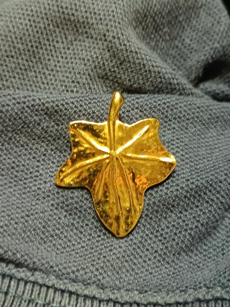 Broche en métal doré Yves Rocher/pendentif feuille de lierre, Enlèvement ou Envoi, Or, Autres matériaux, Moins de 4 cm