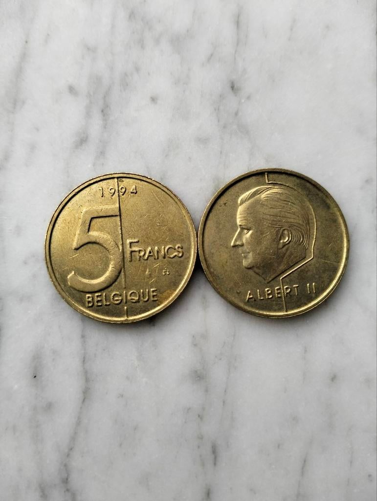 5 Belgische Frank Koning Albert ll, Postzegels en Munten, Ophalen of Verzenden