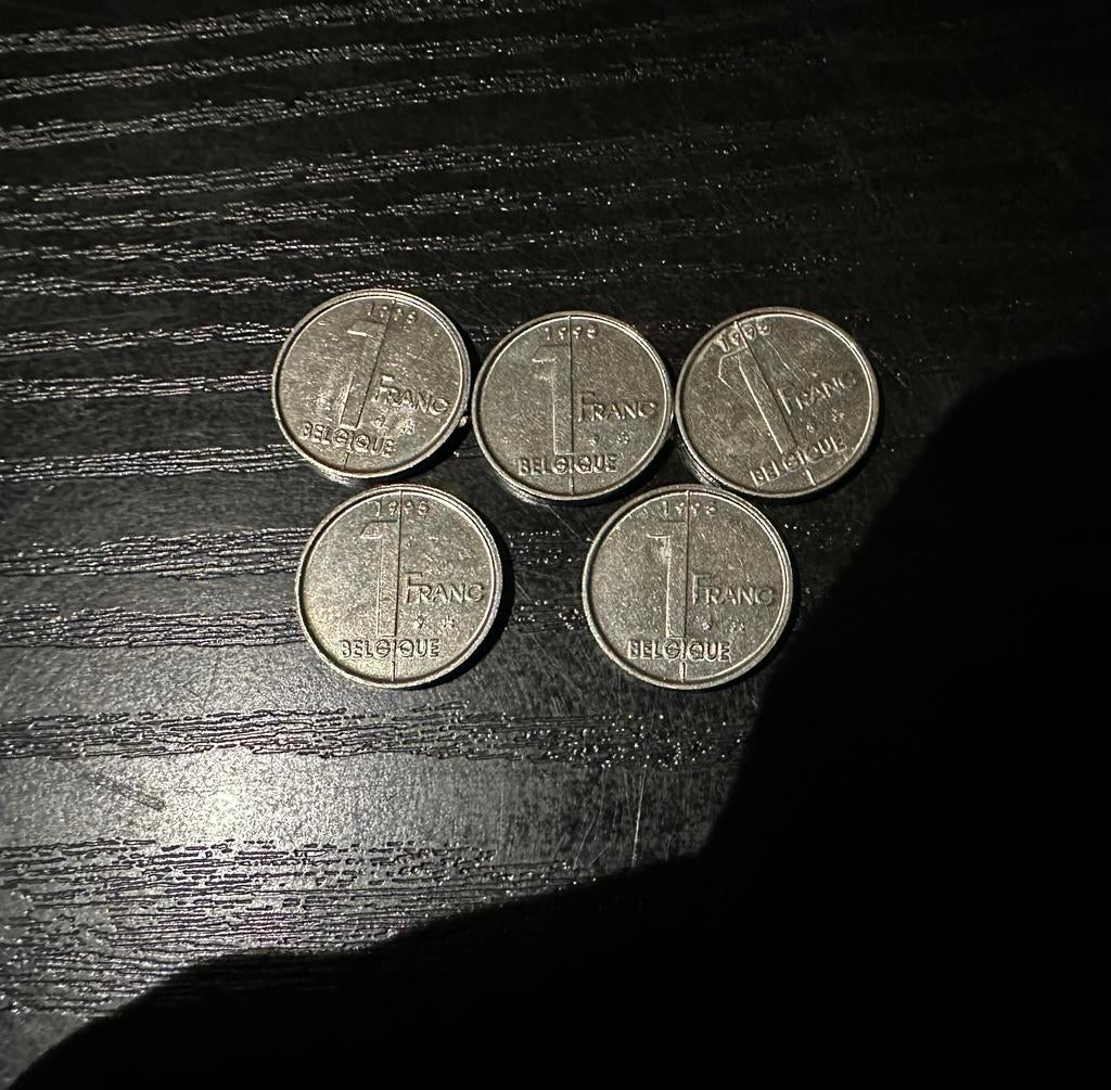 1 Belgische Franc muntjes, Postzegels en Munten, Ophalen, Metaal, Setje