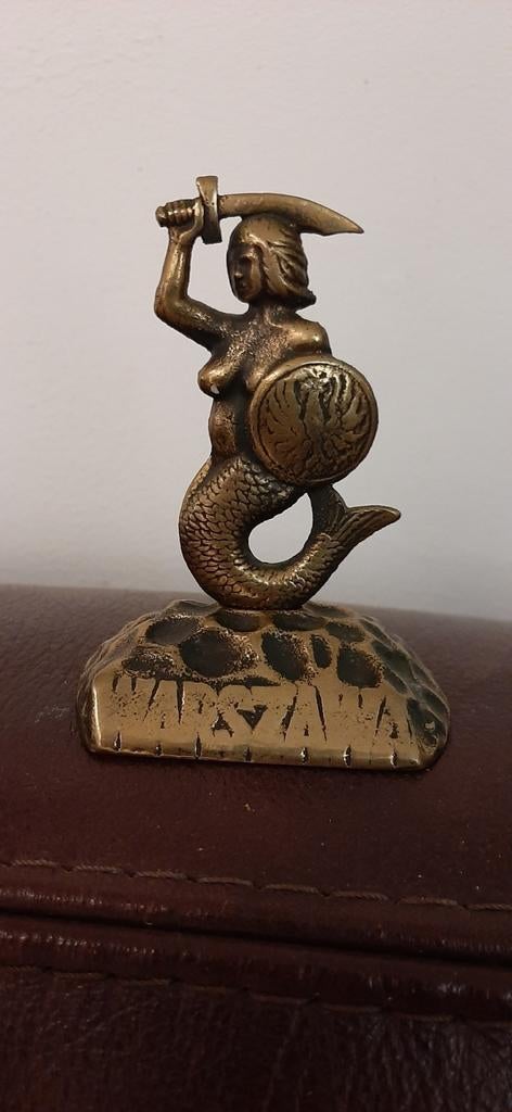 Een bronzen beeldje van de Warschau zeemeermin, een symbool, Antiek en Kunst, Ophalen of Verzenden, Brons