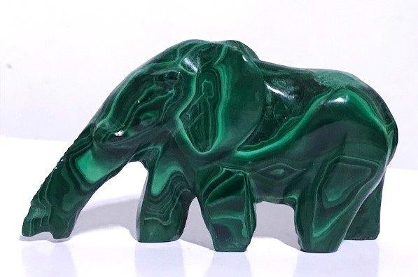 Éléphant Malachite Pierre précieuse 350 g antique💎😍🎁🤗👌, Enlèvement ou Envoi, Neuf