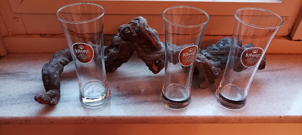 3 Loburg bierglazen, Verzamelen, Biermerken, Verzenden, Zo goed als nieuw