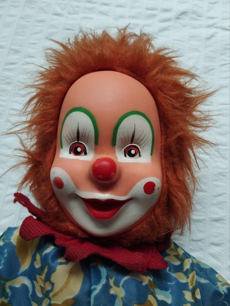 Circusclown stoffen pop 70 cm, Ophalen of Verzenden, Zo goed als nieuw