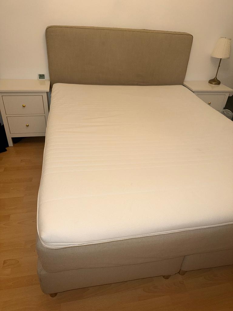 Lit boxspring dunvik IKEA 160X200, Beige, Enlèvement, Utilisé, 200 cm