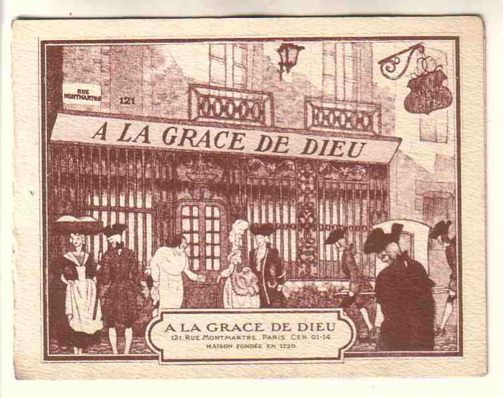 Vieille pub pour le restaurant "A la Grâce de Dieu" à Paris., Envoi, Autres types
