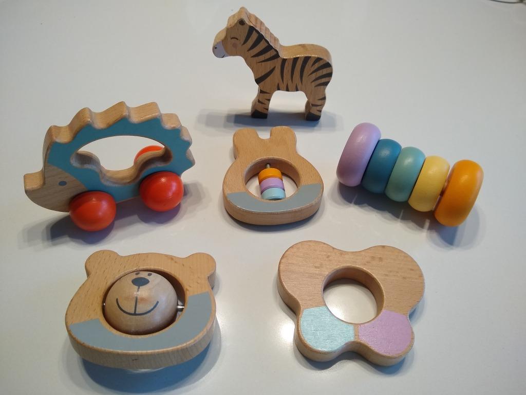 Houten baby speelgoed in pastelkleuren, Enlèvement ou Envoi, Comme neuf, Autres types
