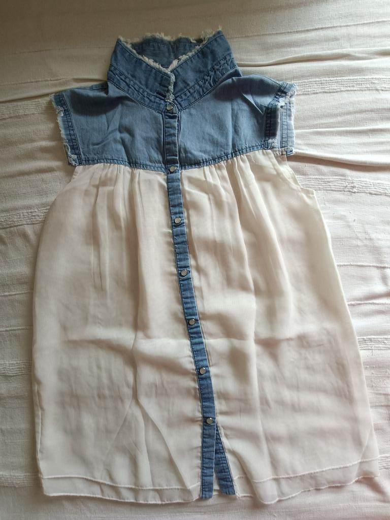 Pimkie blauwe jeans en witte tule tanktop maat M, Blauw, Ophalen of Verzenden, Pimkie, Gedragen