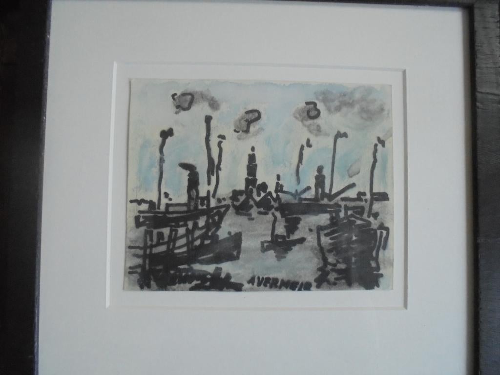 Alfons Vermeir  1905 - 1994  Bedrijvigheid haven Antwerpen, Antiek en Kunst, Kunst | Schilderijen | Klassiek, Verzenden