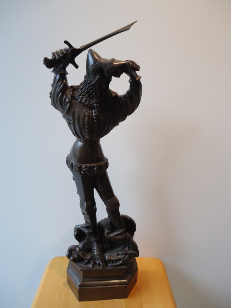 naar Jacques DE BAERZE Dijon Sint-Joris oud bronzen beeld, Ophalen