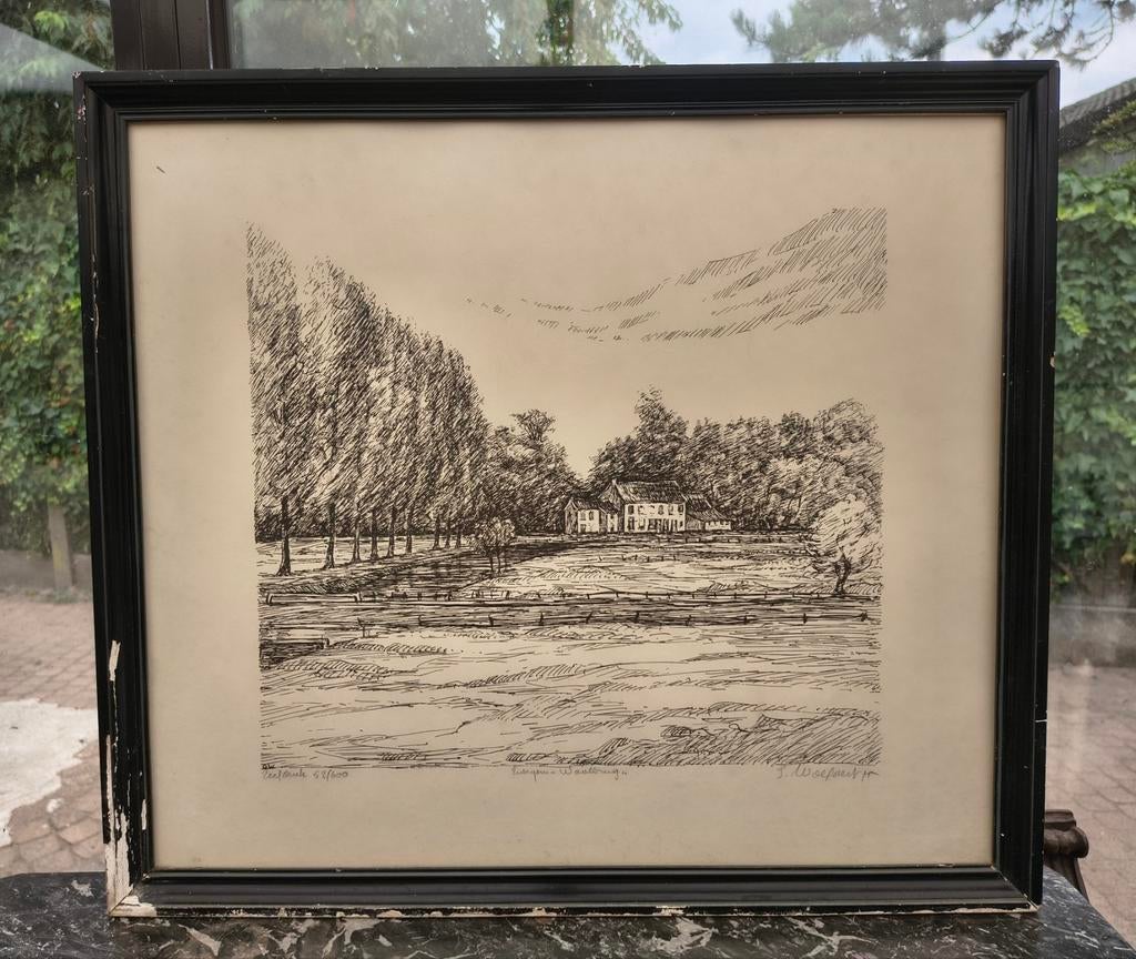 Zeedruk 52/600 Waalbrug Evergem Gent Gesigneerd, Antiek en Kunst, Ophalen