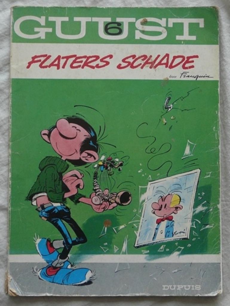 Strip Boek, GUUST, FLATERS SCHADE, Nr.6, Dupuis, 1968.(Nr.1), Gelezen, Eén stripboek, Ophalen of Verzenden, André Franquin