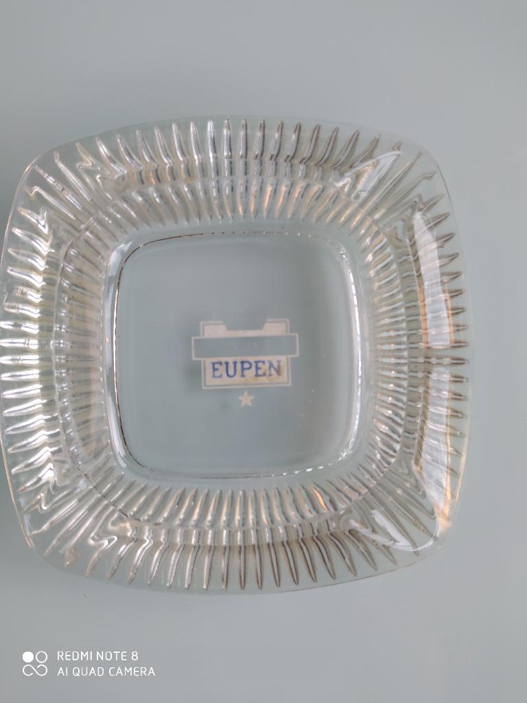 cendrier en verre vintage avec logo de la ville d'Eupen, Enlèvement ou Envoi, Comme neuf, Cendrier