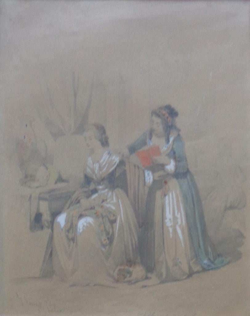 FRANCOIS-CLAUDIUS COMPTE-CALIX / BRIEF ORIGINEEL 39x34cm KAD, Antiek en Kunst, Kunst | Schilderijen | Klassiek, Gouache, Papier