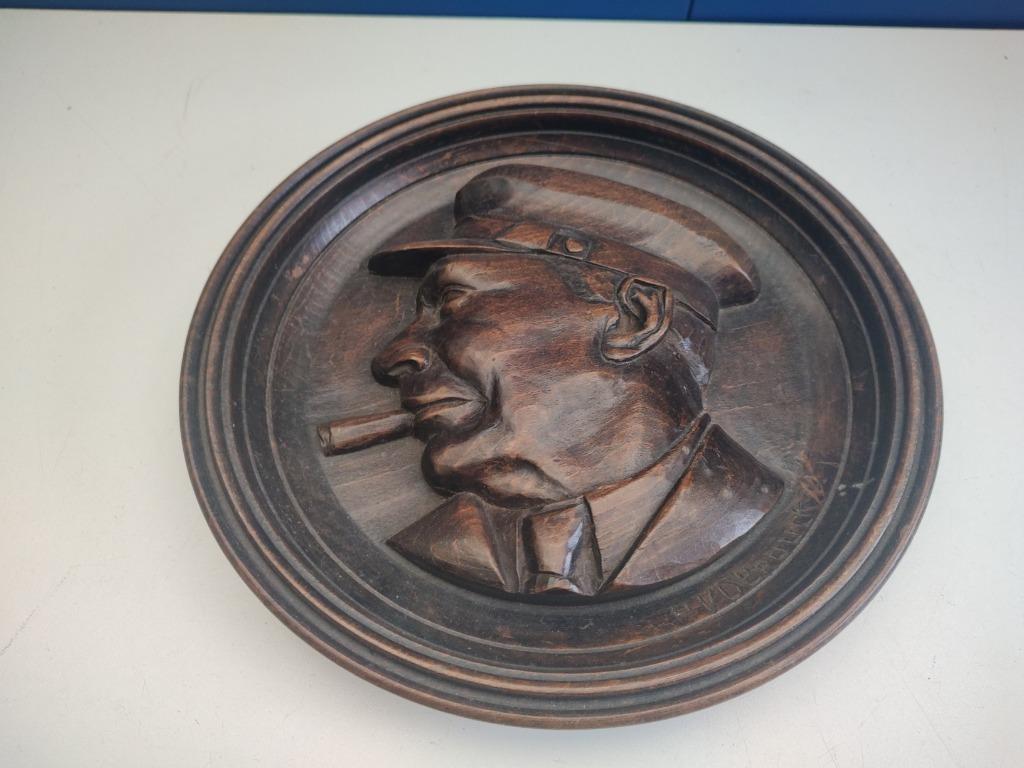 Houten bord militair , diameter 29 cm, Verzamelen, Militaria | Algemeen, Verzenden