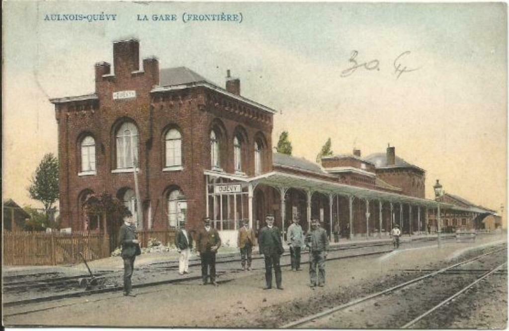 Carte Postale Aulnois-Quévy  - La Gare (Het station), Enlèvement ou Envoi, Avant 1920, Affranchie, Hainaut