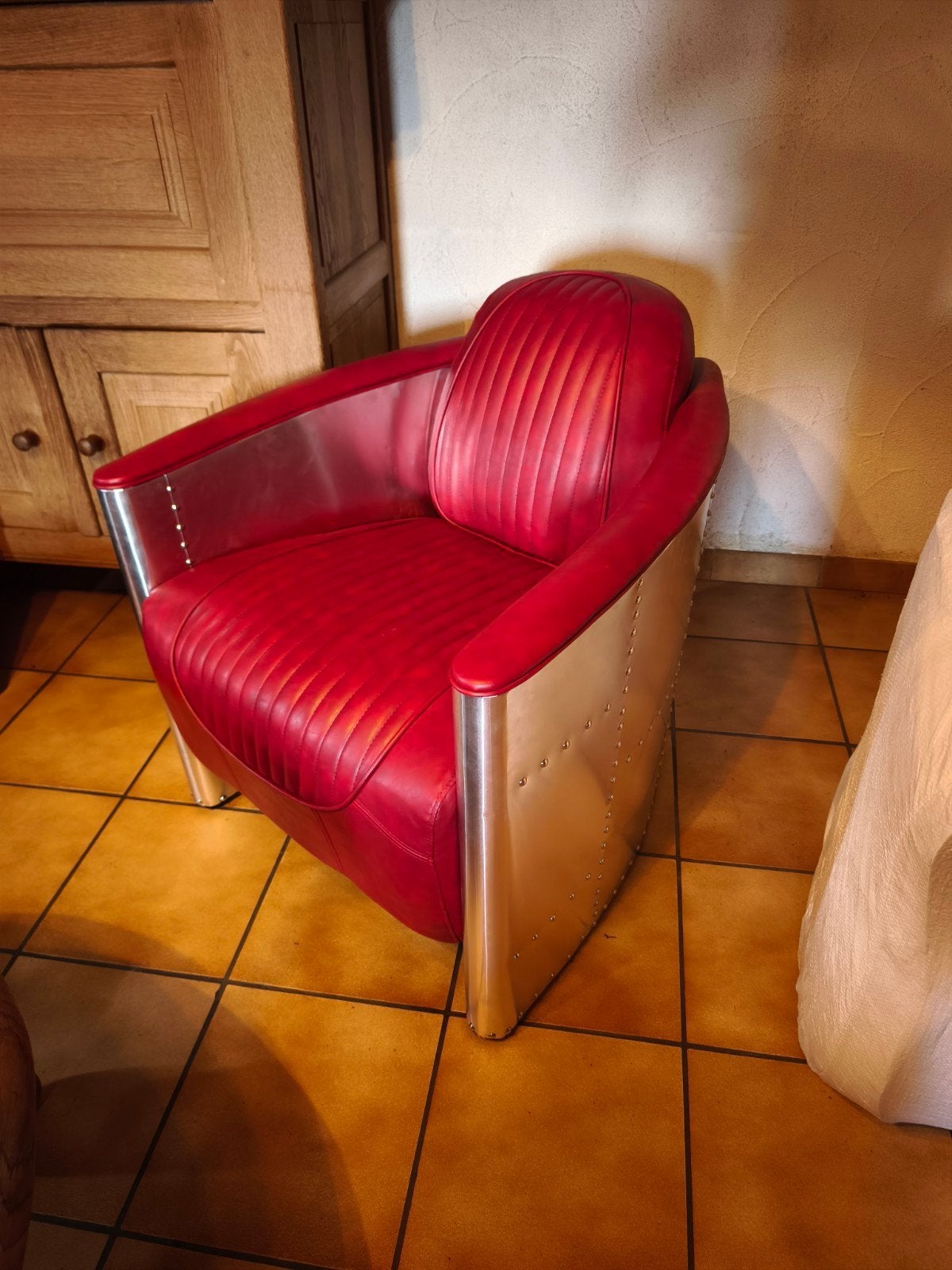 Fauteuils style aviateur cuir et aluminium., Enlèvement ou Envoi, Cuir