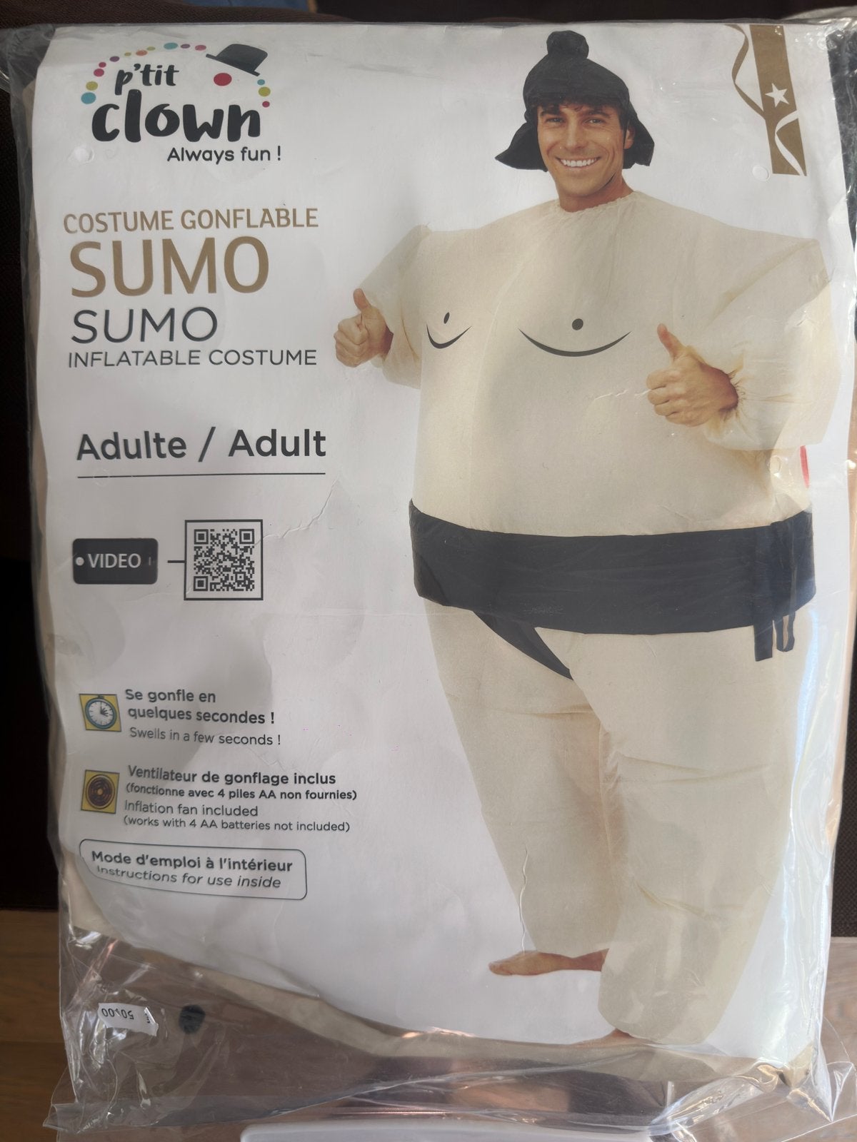 Costume sumo gonflable adulte, très voyant, Kinderen en Baby's, Carnavalskleding en Verkleedspullen, Zo goed als nieuw, Ophalen of Verzenden