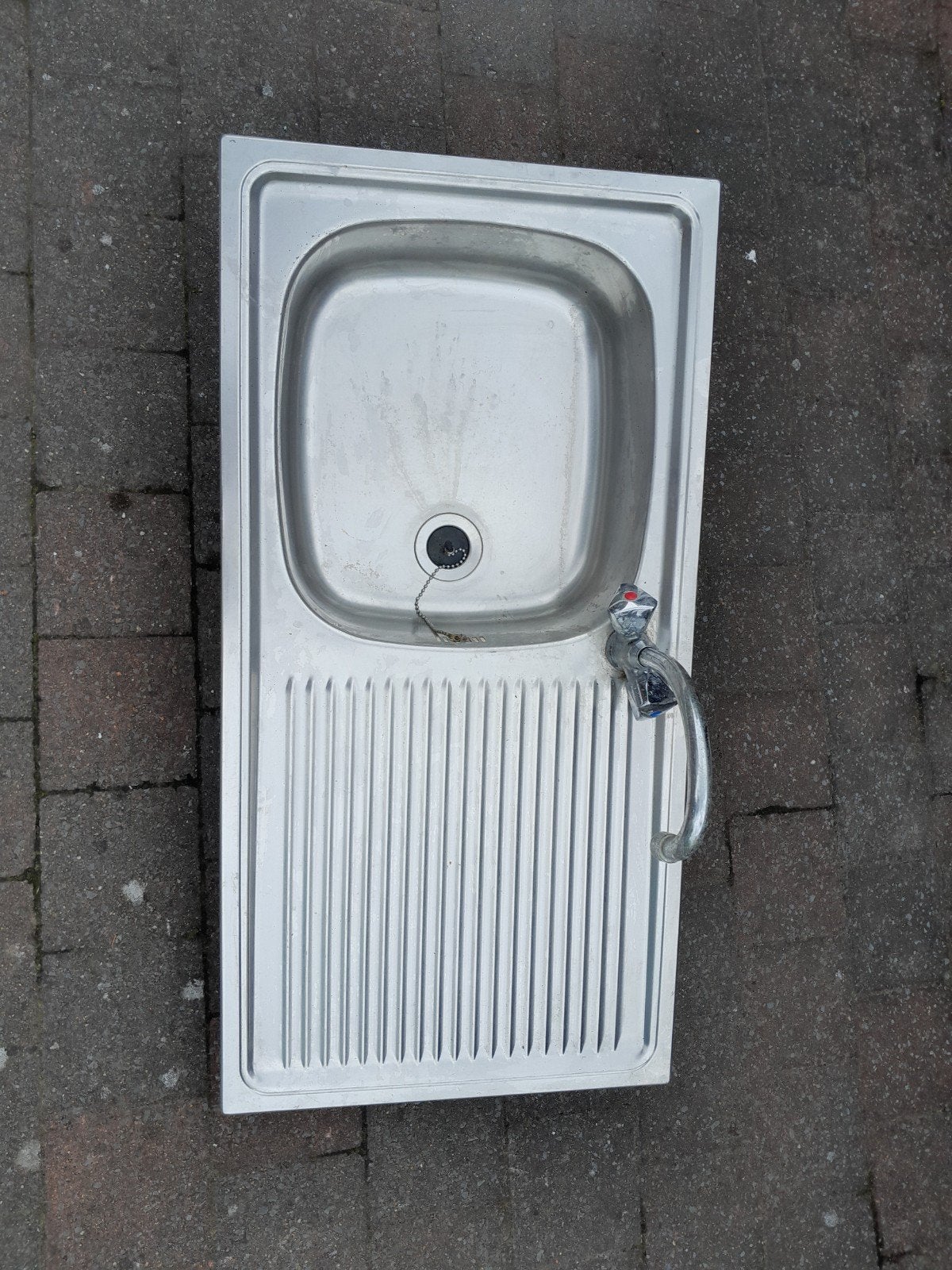 Inox enkele spoelbak 85 x 43cm., Ophalen