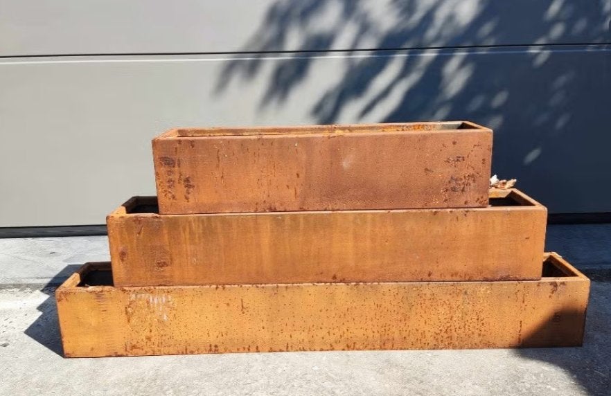 bacs à fleurs en acier corten - jardinières - avec fond, Intérieur, Enlèvement ou Envoi, Métal, Neuf