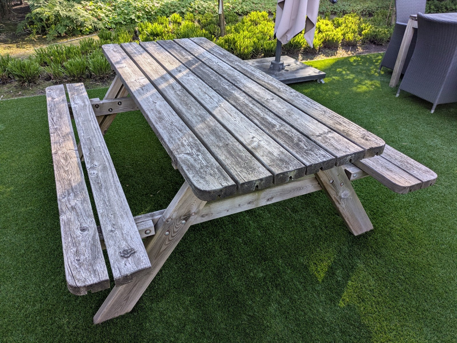 Picknicktafel in goede staat., Ophalen, Gebruikt, Rechthoekig, Hout