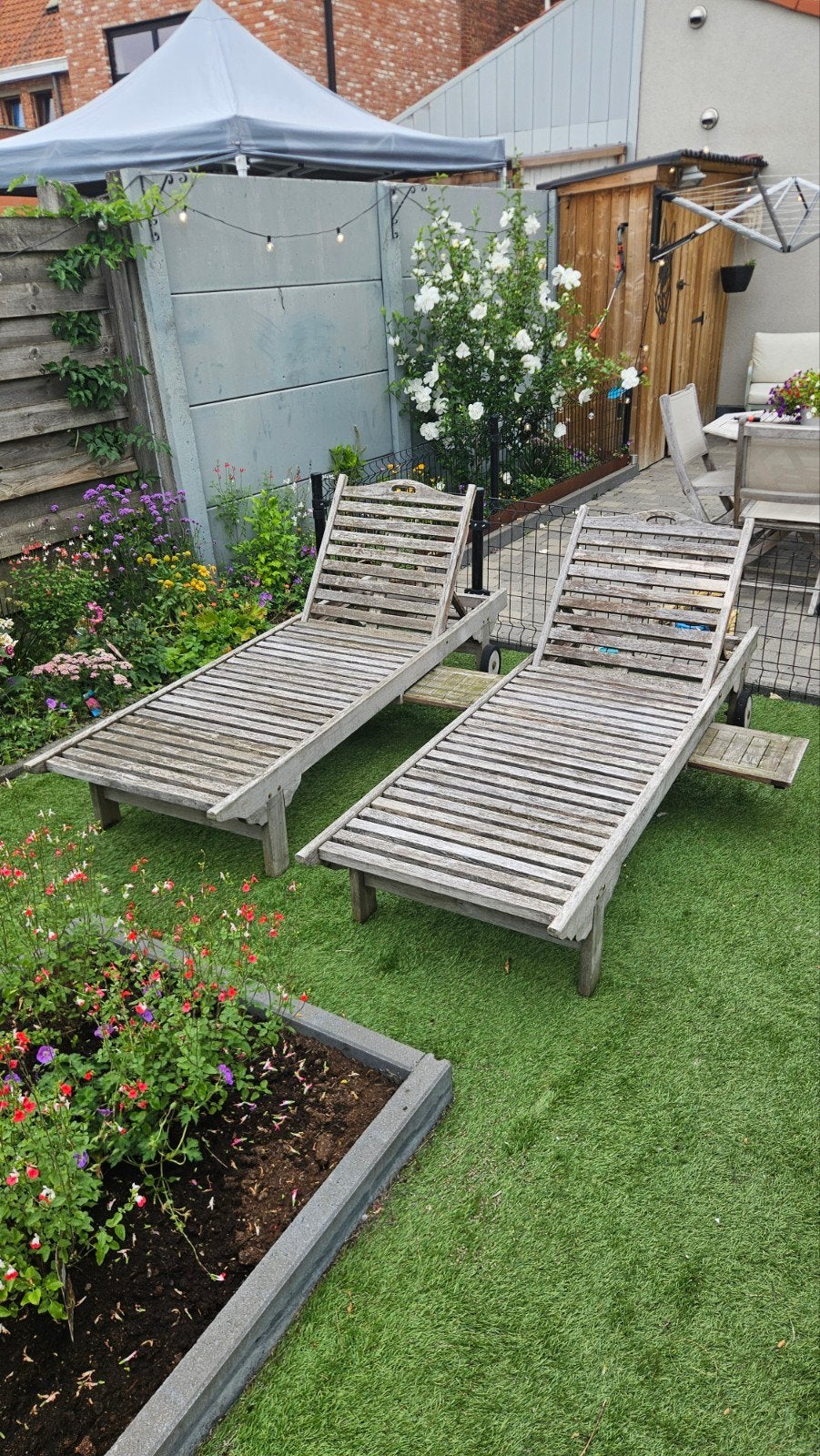 2 teak ligbedden, Tuin en Terras, Ligbedden, Ophalen of Verzenden
